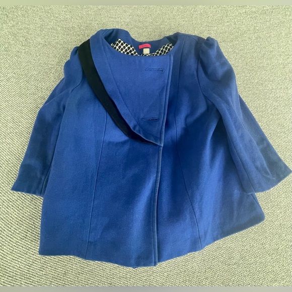 Lux Blue Pea Coat Asymmetrical Design Tailored Fit - Picture 15 of 16